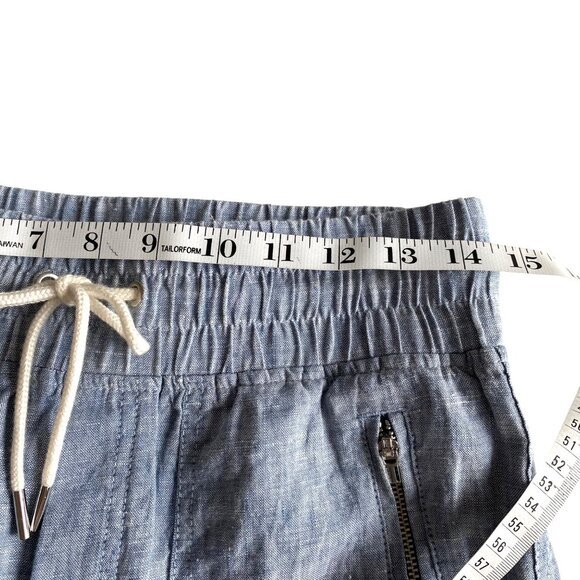 Athleta Cabo Linen Jogger Chambray Blue Sz 2 Beachy Nautical Coastal Athleisure - Picture 11 of 13